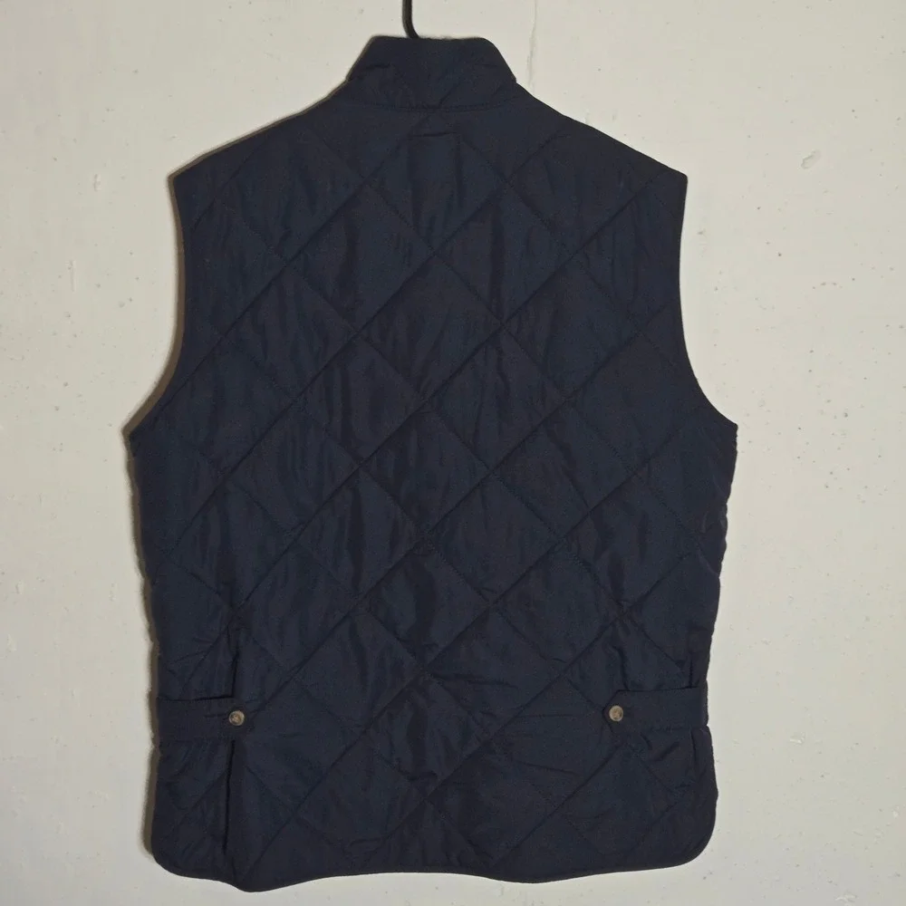 J Crew Mens Quilted Walker Vest Medium Navy Full Zip Jacket Preppy Outdoor Gorp